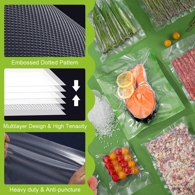 50PCS BPA-Free Vacuum Food Storage Bags for Food Preservation & Reuse