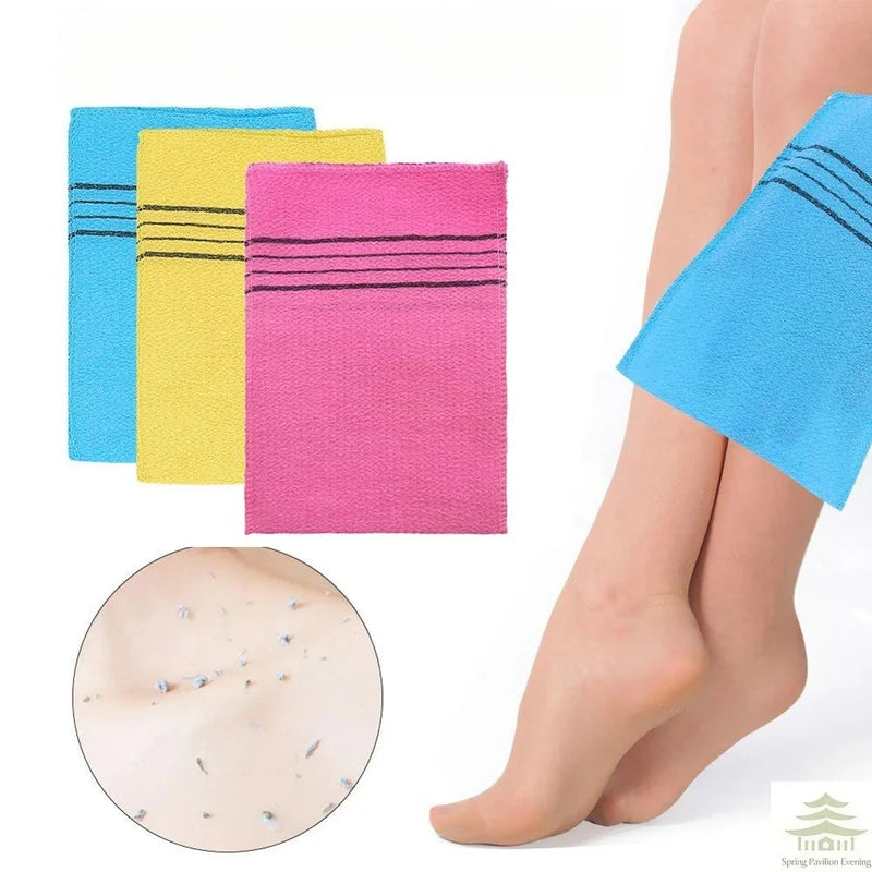 Exfoliating Bath Pad Towels Set for Body Wash & Scrub - Soft Polyester Cotton