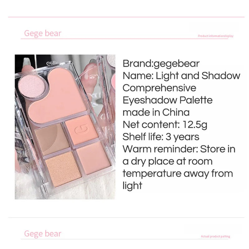 Long-Lasting Eyeshadow & Contour Palette with Matte, Pearlescent & Earth Tones