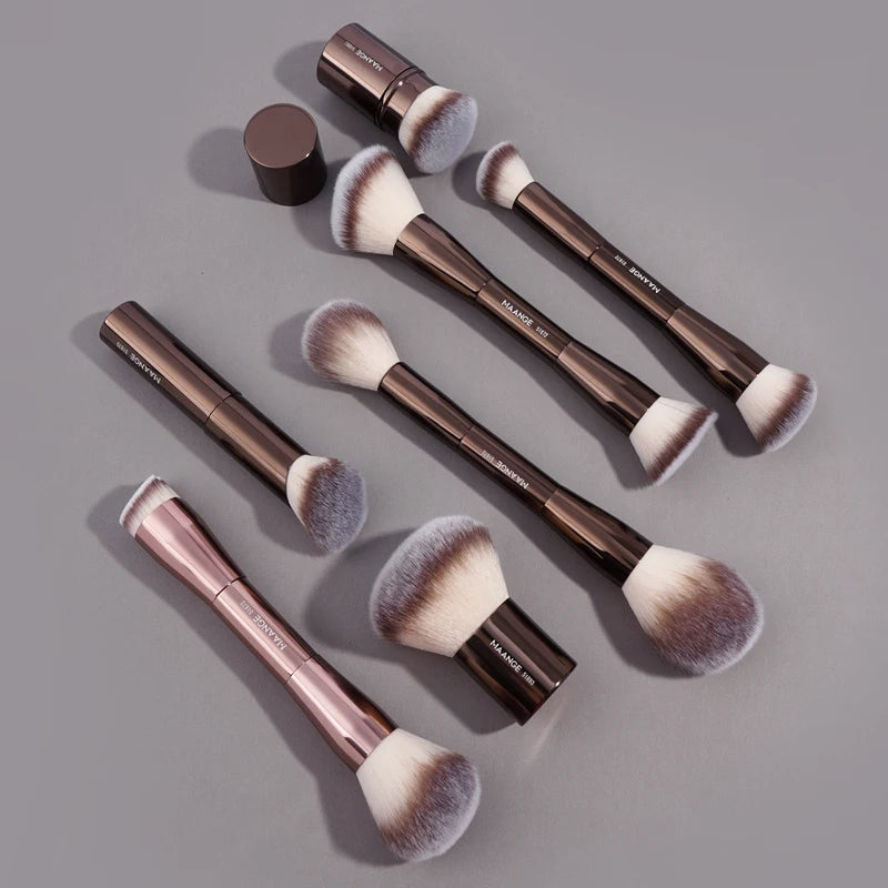 Double Head Makeup Brush for Foundation, Concealer, Blush & Bronzer - Soft Synthetic Fibers