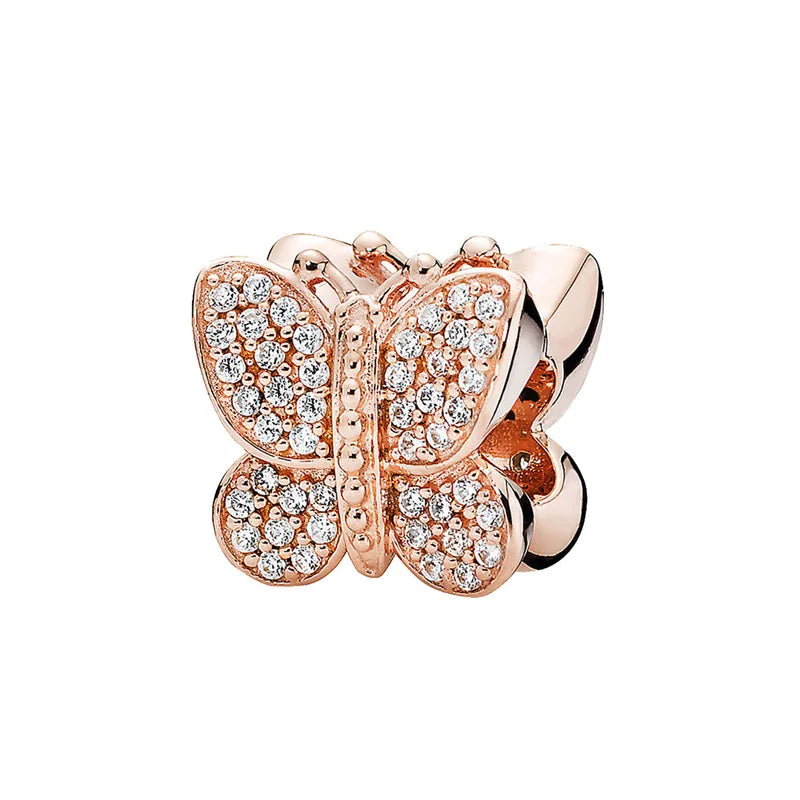Adjustable Heart & Butterfly Bead Bracelet DIY Jewelry for Women