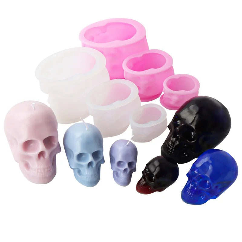 3D Human Skull Silicone Mold for Candle Making Halloween DIY Home Decor Gift