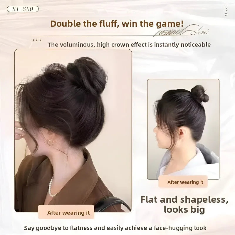 Synthetic Hair Bun with Elastic Clips Bird's Nest Style Hairpiece - Retractable & Fashionable