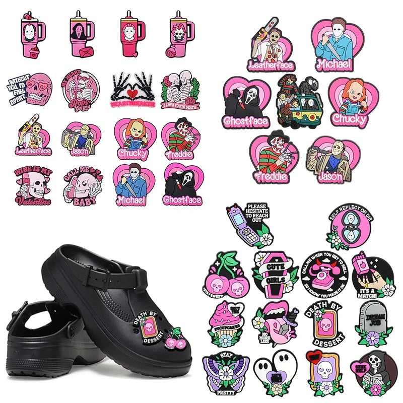 Halloween Pink Ghost PVC Shoe Charm Alligator Charm for Bracelets Kids Adults