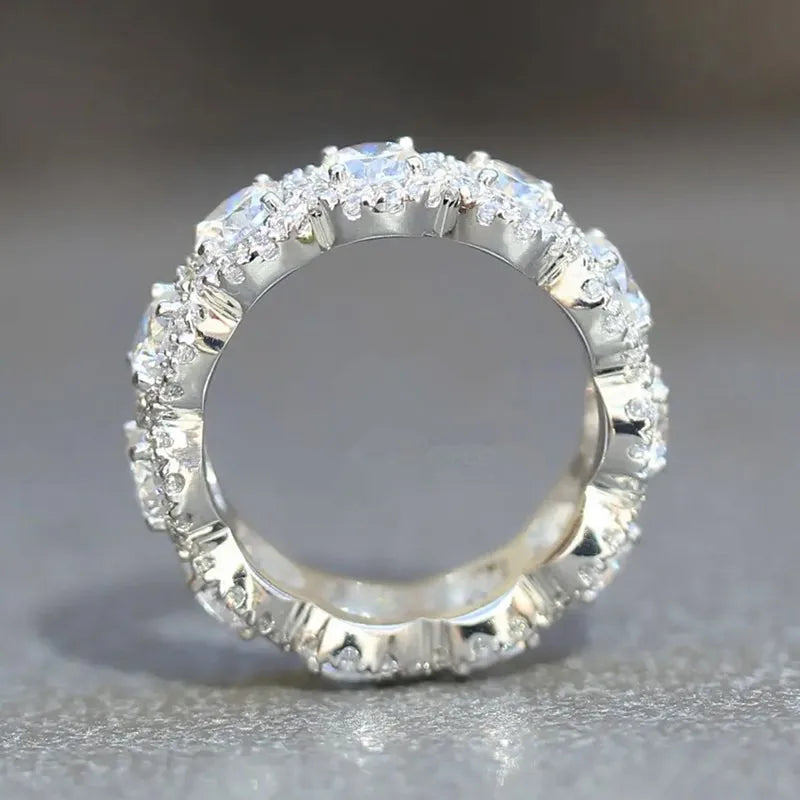 Sparkling Cubic Zirconia Promise Rings for Women Wedding Engagement Bands Silver