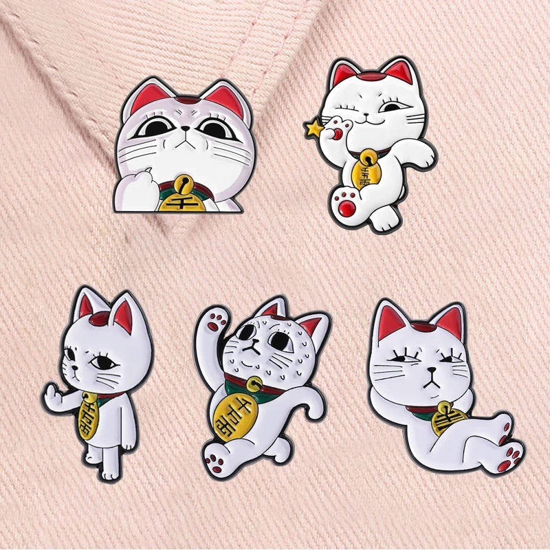 Anime Character Enamel Pins Set - Fantasy Pink Dog Cat Brooches Jewelry Gift