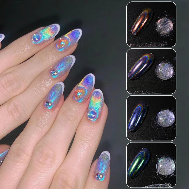Mirror Nail Glitter Set - Ultra Fine Sparkly Holographic Metallic Powder