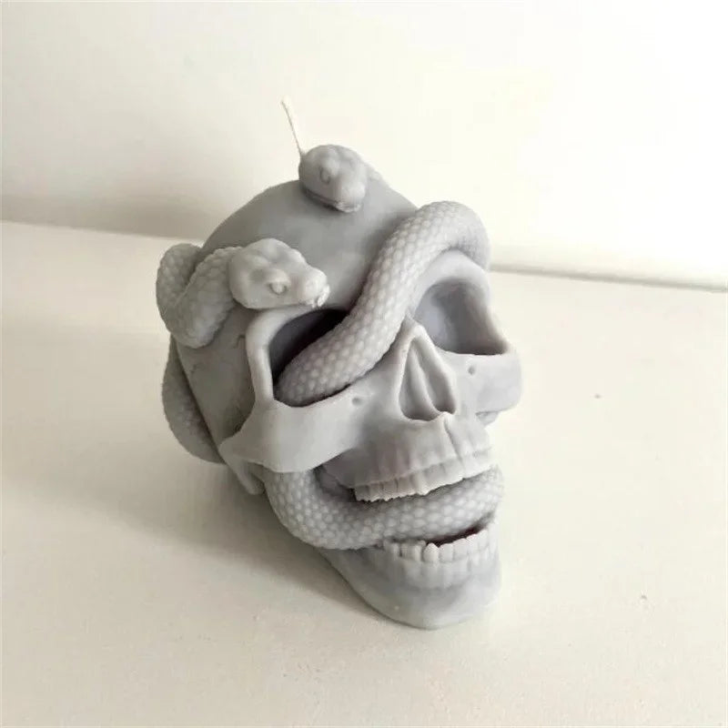 Skull Snake Head Resin Mold Silicone Candle Craft Halloween Decor