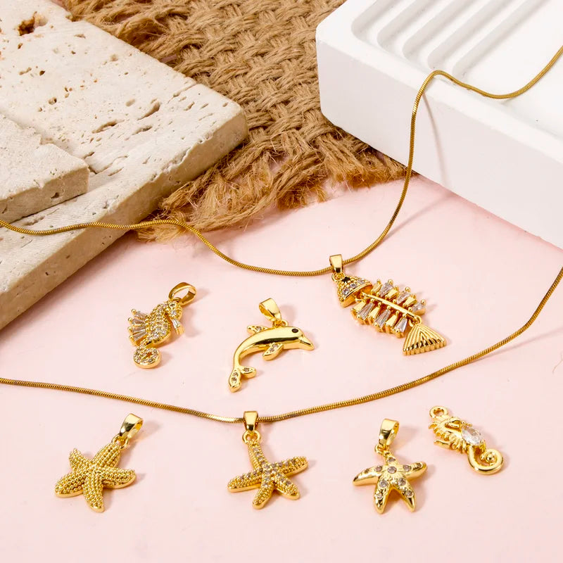 Ocean Charms Pendant Set for Jewelry Making - Dolphin Starfish Seahorse