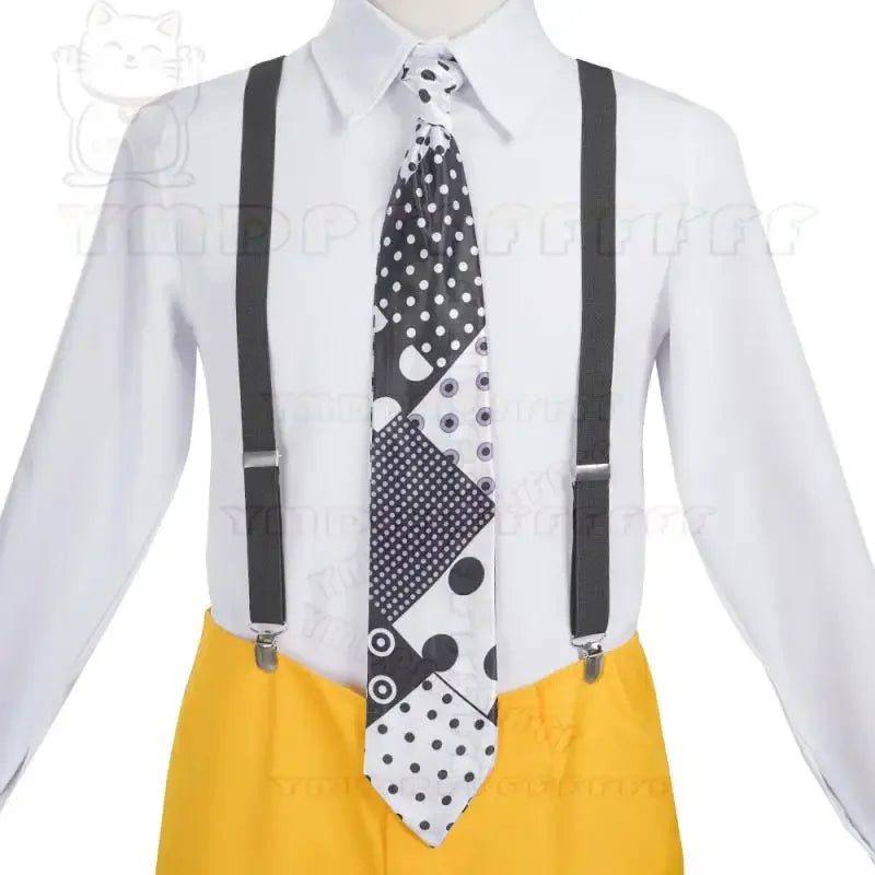 Anime Jim Carry Mask Man Costume Set - Yellow Long Suit Cosplay Halloween