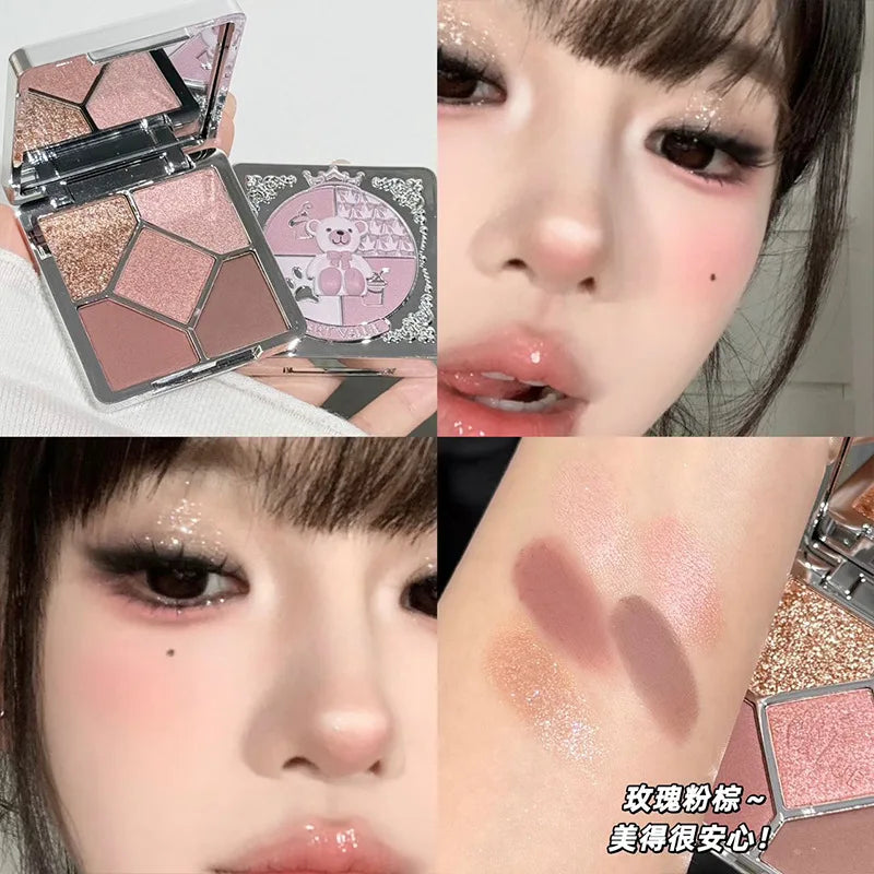 Colorful Eyeshadow Palette with Shimmer & Pearly Finish - Multiple Colors