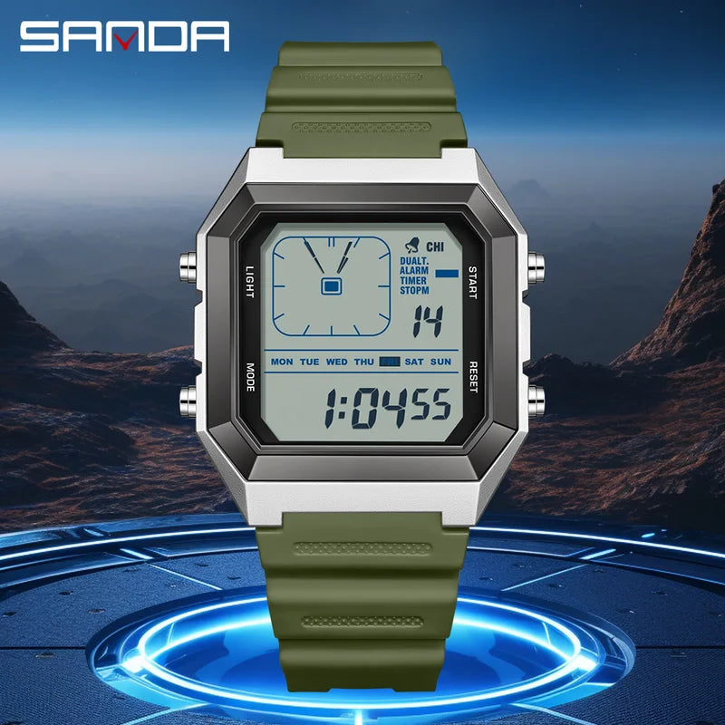 Men's Digital LED Sports Watch Waterproof Alarm Clock with Chronograph