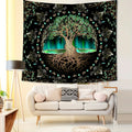 Tree of Life Tapestry Wall Hanging with Sun Moon Stars Galaxy Design - Psychedelic Bedroom Decor