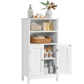 White Freestanding Storage Cabinet with Double Doors & Adjustable Shelves