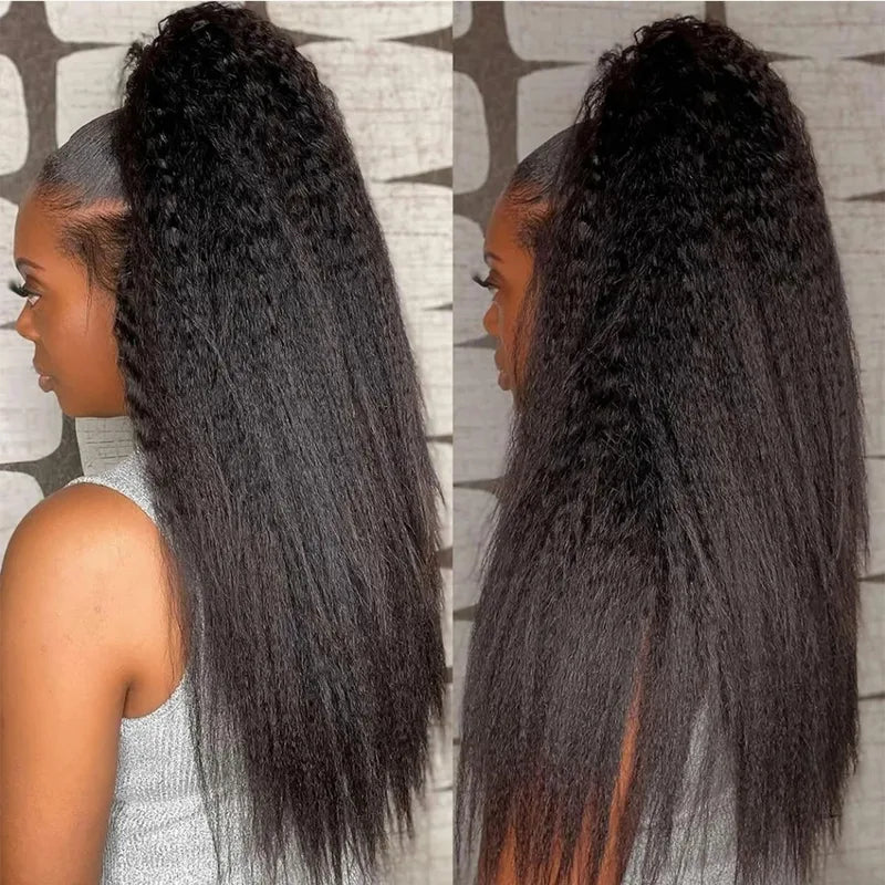 Kinky Straight Full Lace Wig with 360 HD Lace Frontal Human Hair - Black