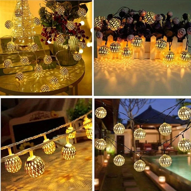 Moroccan Style Solar String Lights Waterproof Outdoor Garden & Party Decor