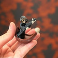 Miniature Halloween Skeleton Resin Model for DIY Spooky Decorations, 4.7x4.9cm