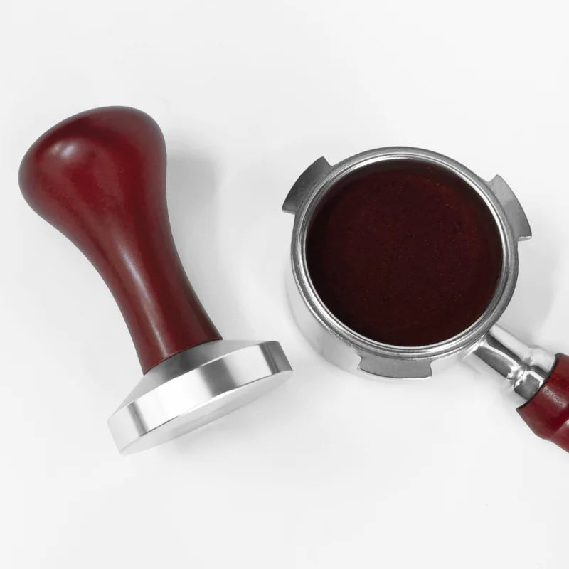 Coffee Tamper with Flat Base and Wooden Handle | Adjustable Sizes 51mm-58mm