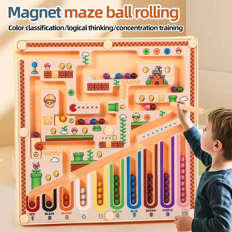 Children's Magnetic Maze Walking Ball Baby Concentration Puzzle Toddler Learning Toy