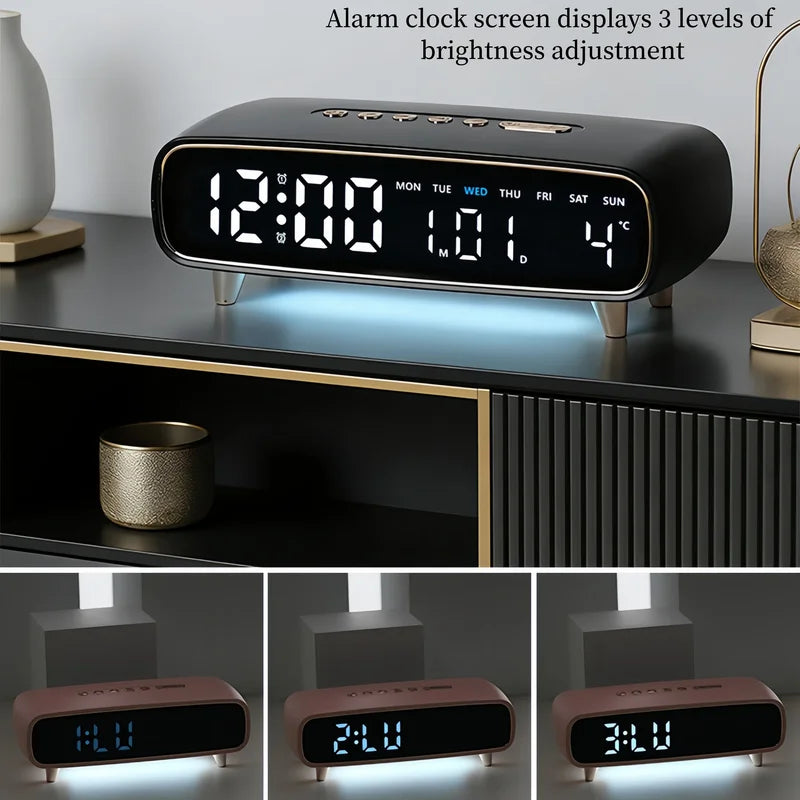 Digital Alarm Clock with Voice Control Temperature & Date Display, Brightness Adjustment