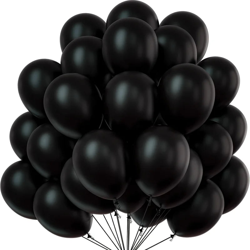 Matte Black Latex Balloons - Helium-Inflatable Party Decor for Celebrations