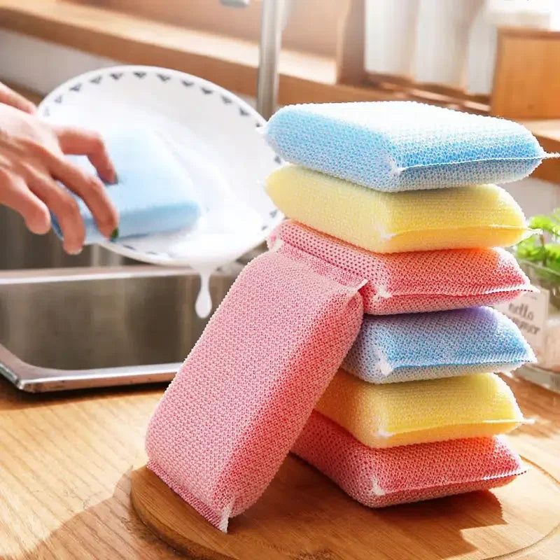 Multi-Purpose Dishwashing Sponge Set Thick Cleaning Pads Kitchen Scrubbing Cloths