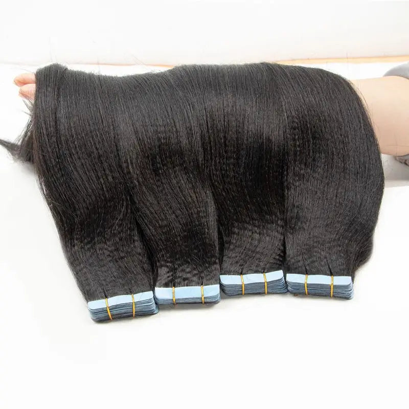 Light Yaki Tape-In Hair Extensions Human Remy Hair 12-26 Inch 20pcs