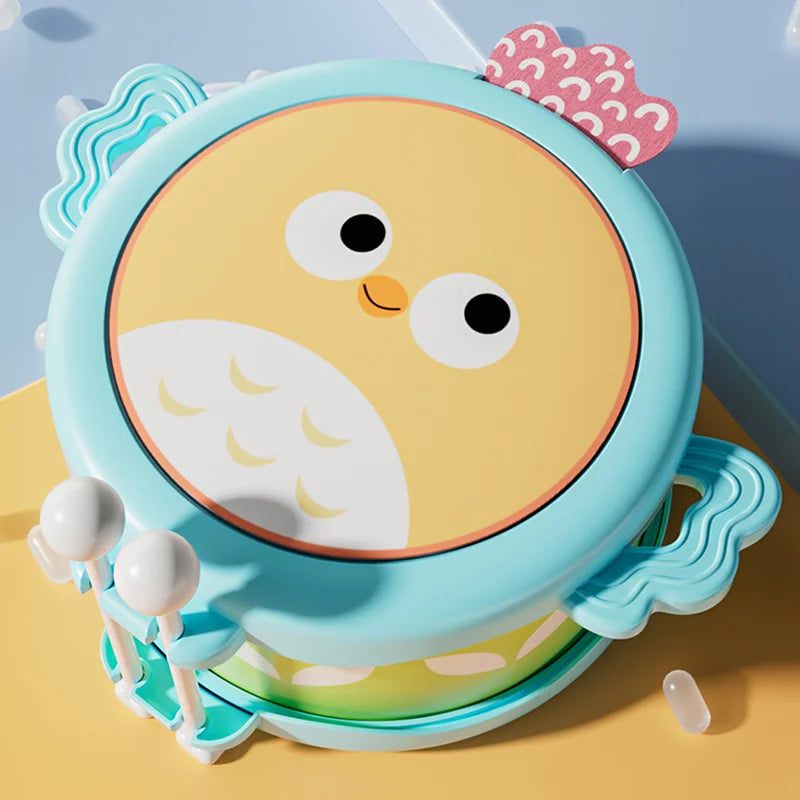 Educational Double-Sided Owl Drum - Musical Instrument for Motor Skills & Brain Development