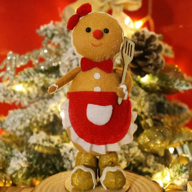 Plush Gingerbread Dolls Christmas Ornaments Set - Holiday Home Decor