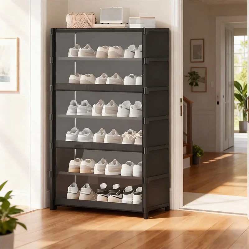 Large Capacity Dustproof Shoe Organizer Cabinet with Magnetic Clear Door