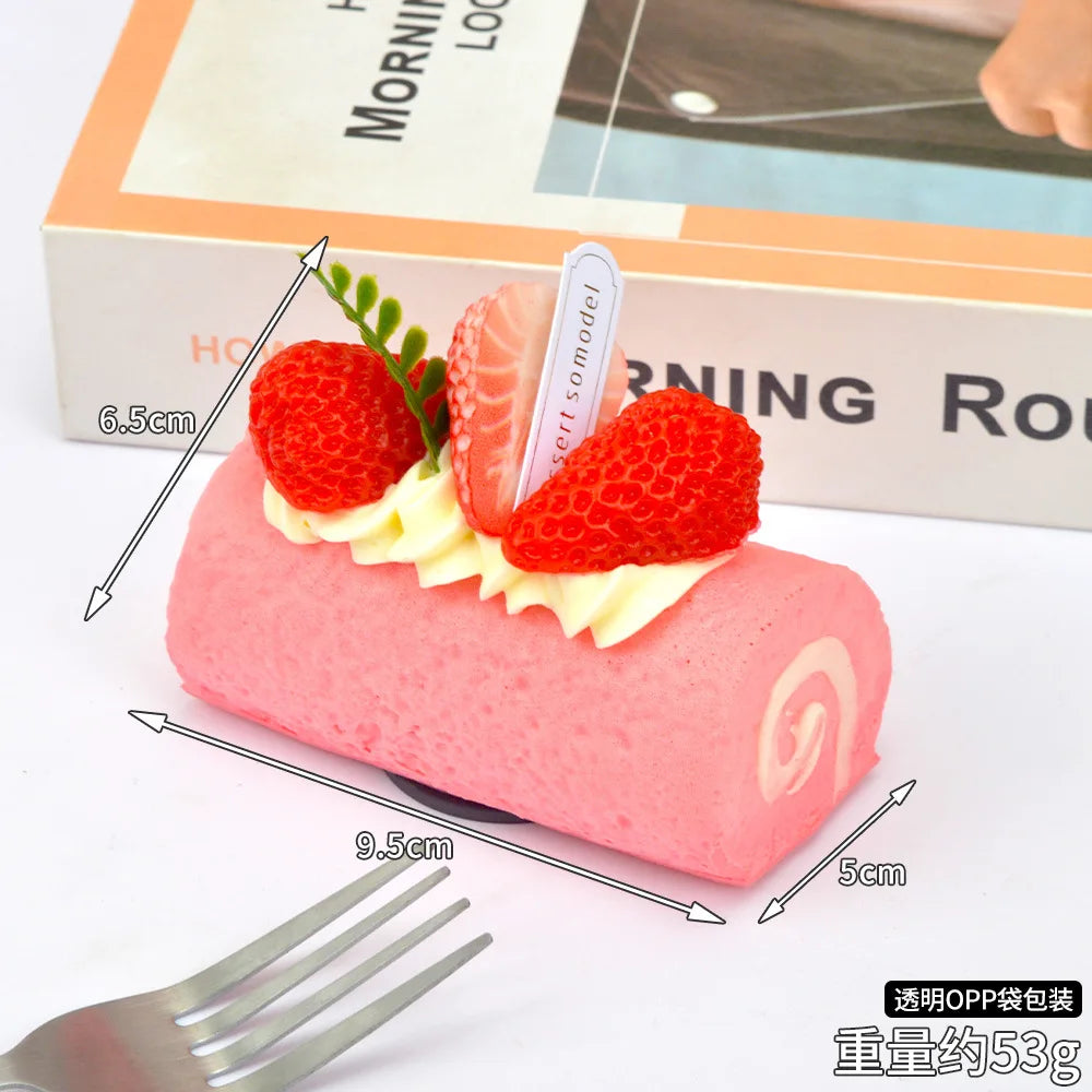 Artificial Cake Model Roll Cake Food Decor Set - Simulation Faux Swiss Rolls for Home Kitchen Display