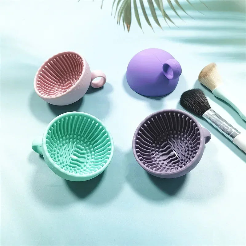 Silicone Makeup Brush Cleaner Bowl Folding Cosmetic Cleaning Tool - Multiple Colors