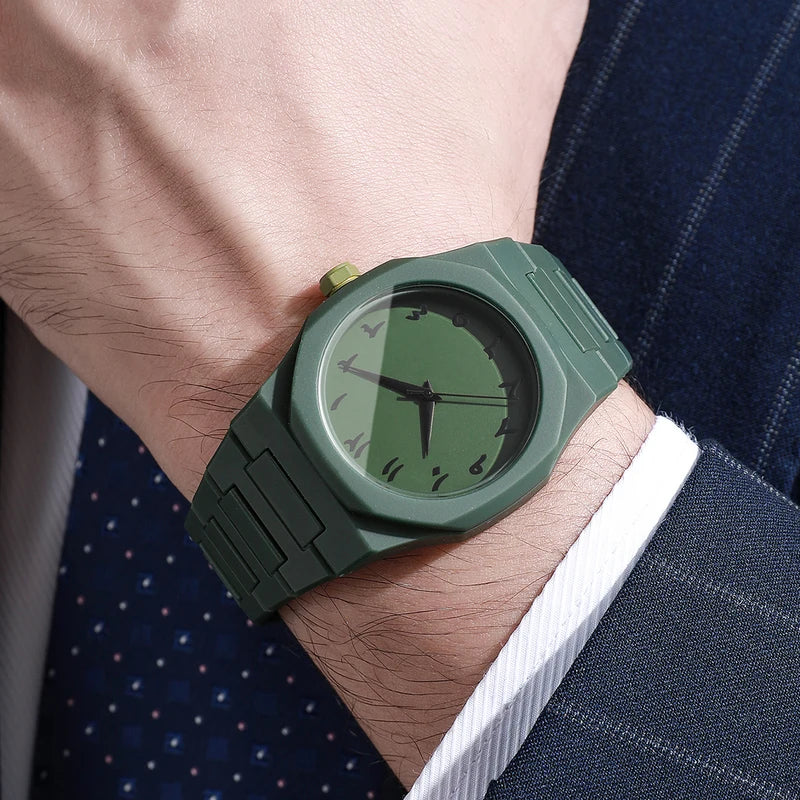 Men's Fashion Quartz Sport Watch - Casual Analog Plastic Strap
