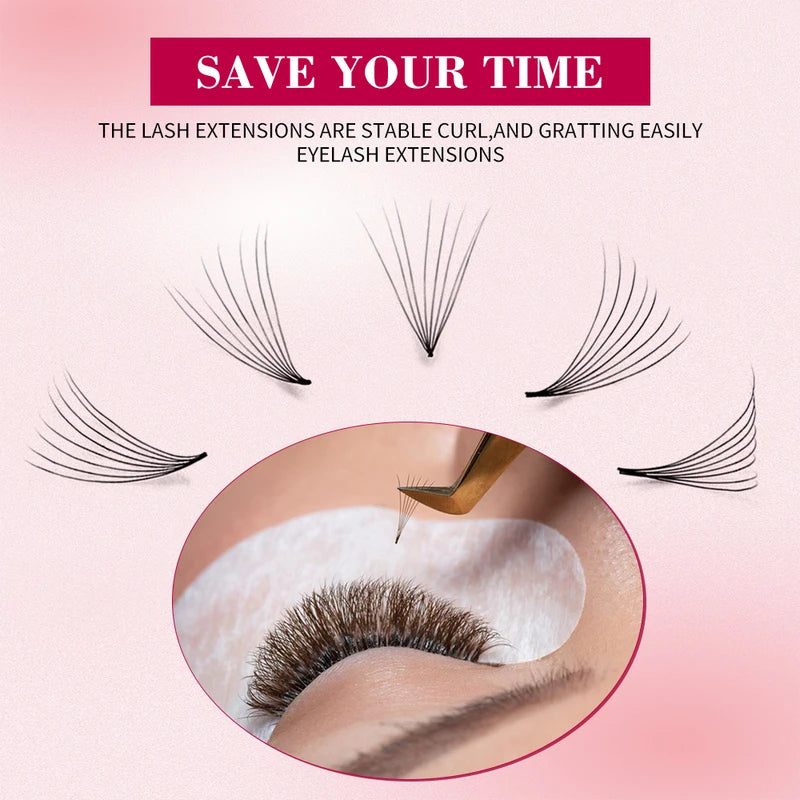 Premium 3D 12D Russian Volume Lash Extensions - Black & Silver, 14-15mm