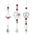 3pcs Gothic Spider Web Wind Chimes with Crystals Wall Decor for Halloween and Home Garden