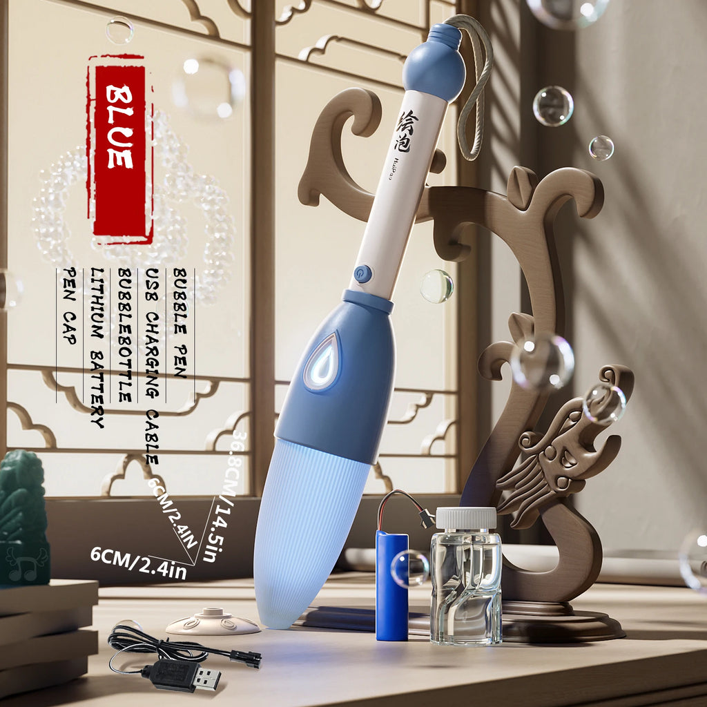 Rechargeable Bubble Pen Machine for Kids, Portable Bubble Maker Toy