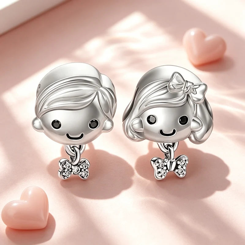 Kids Jewelry Bead Set for DIY Bracelets and Necklaces - Couple Charm Beads