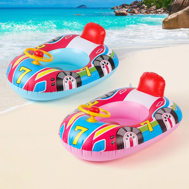 Kids Car-Shaped Inflatable Pool Float Ring Seat for Summer Water Play