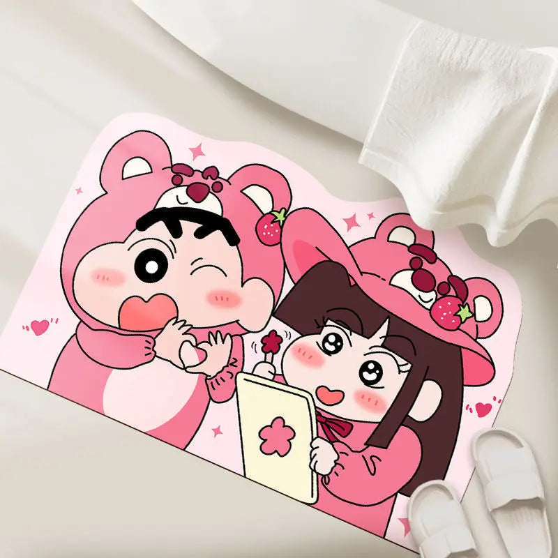 30x40cm Shower Floor Mat Quick Dry Water Absorption Cartoon Design Soft and Comfortable