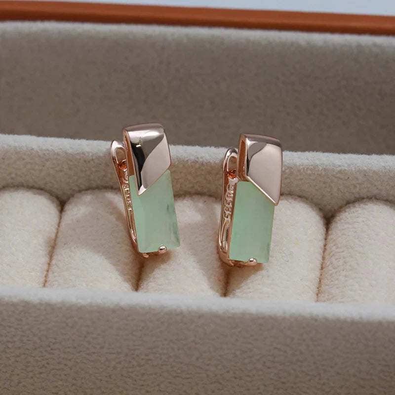 Square Drop Earrings for Women Zircon Jewelry in Rose Gold - Elegant Gift
