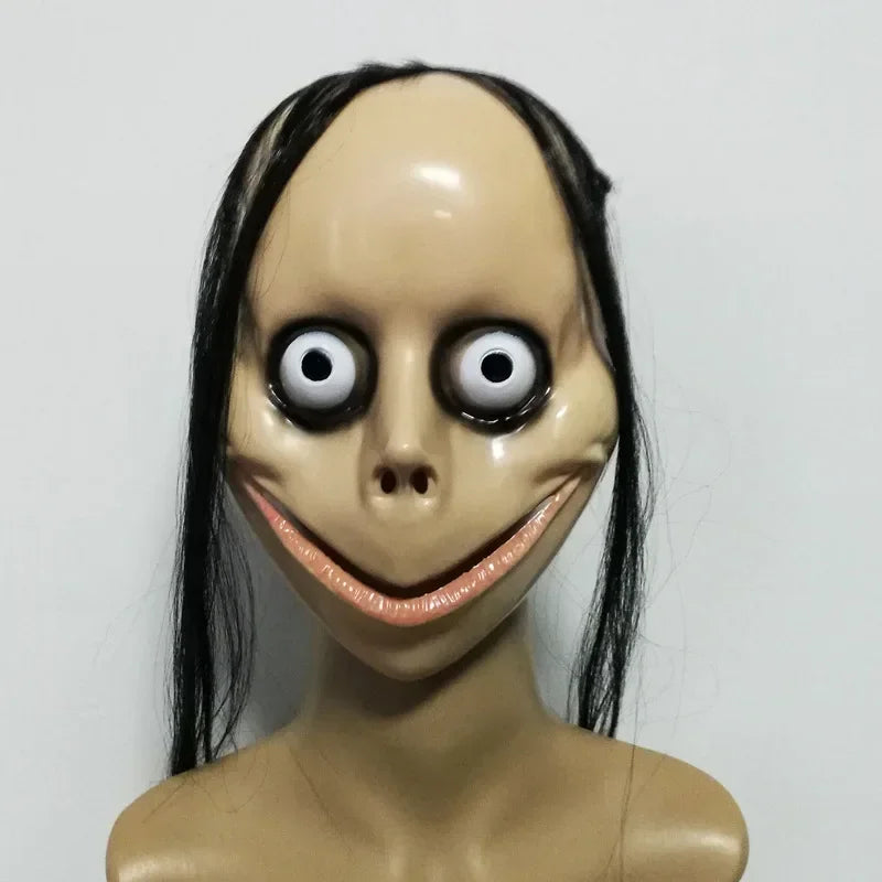 Halloween Ghost Mask for Cosplay & Party - Long Hair V-Shaped Mouth Roleplay Mask