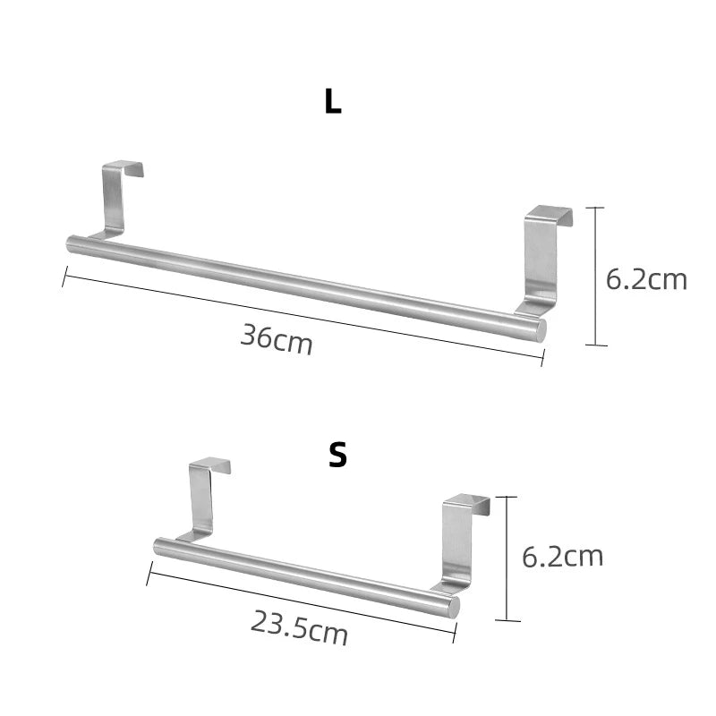 Stainless Steel Over Door Towel Rack Holder Bathroom & Kitchen Organizer