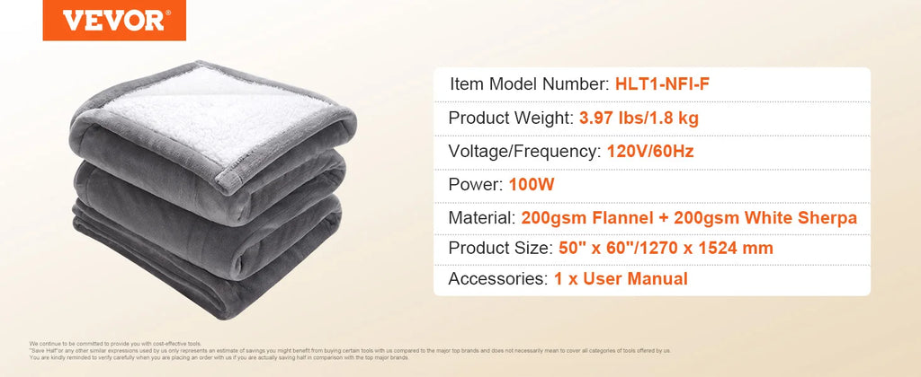 Electric Heated Throw Blanket with 5 Heating Levels and Auto-Off Timer