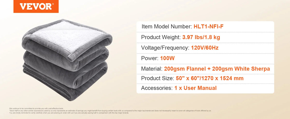 Electric Heated Throw Blanket with 5 Heating Levels and Auto-Off Timer