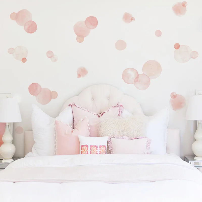 Pink Polka Dot Wall Sticker - Children's Room Decor, Small Size Kindergarten Background