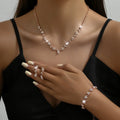4-Piece Women's Flower Jewelry Set with Necklace Earrings Bracelet Wedding Party Accessories