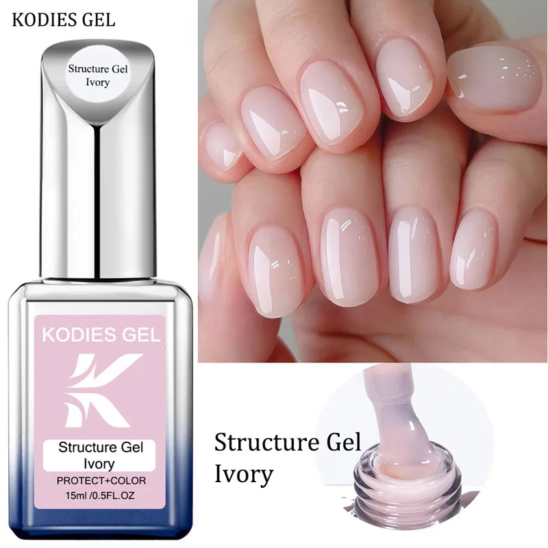 Rubber Base Gel Nail Polish - Ivory Beige Semi-Permanent UV/LED Nail Art