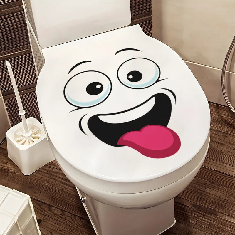 4-Pack Cartoon Expression Trash Can Stickers - Waterproof Vinyl Home Decor