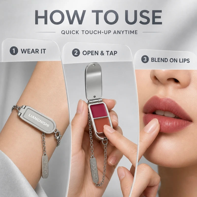 Multi-Color Lip Gloss Bracelet Set with Water Moisturizing Lip Makeup Tool