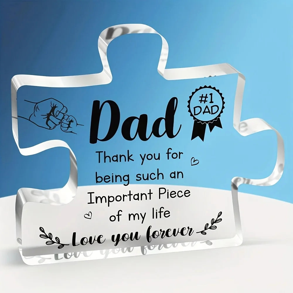 Personalized Dad Gift - Engraved Acrylic Block for Father's Day Birthday